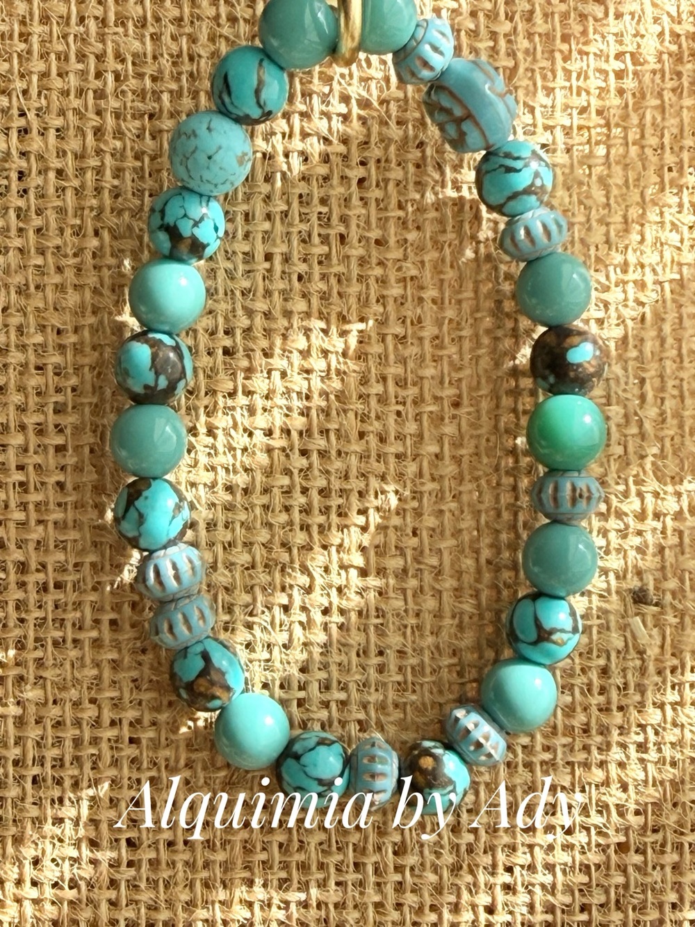 Turquoise and clay shells bracelet